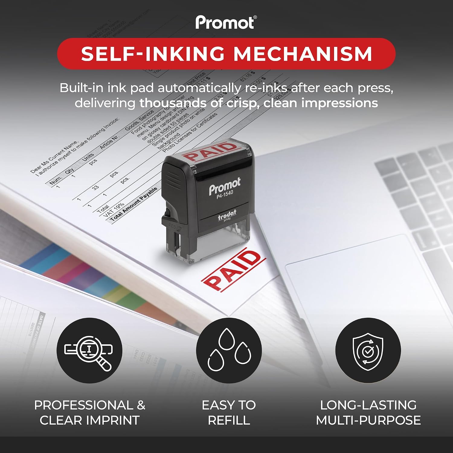 Self-Inking Paid Stamp Refilla - огляд і ціна Self Inking Stamp