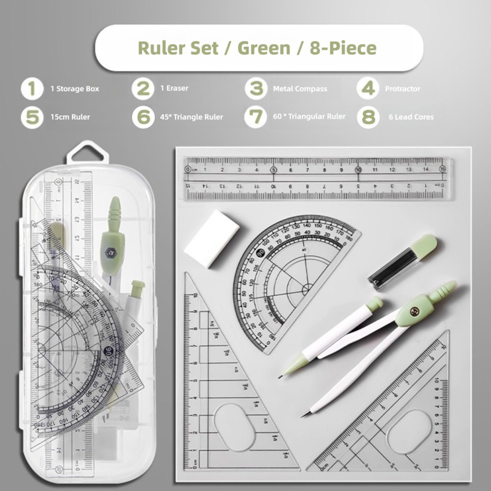 8PCS/Set Plastic Ruler Compass - огляд і ціна Compass Geometry Set