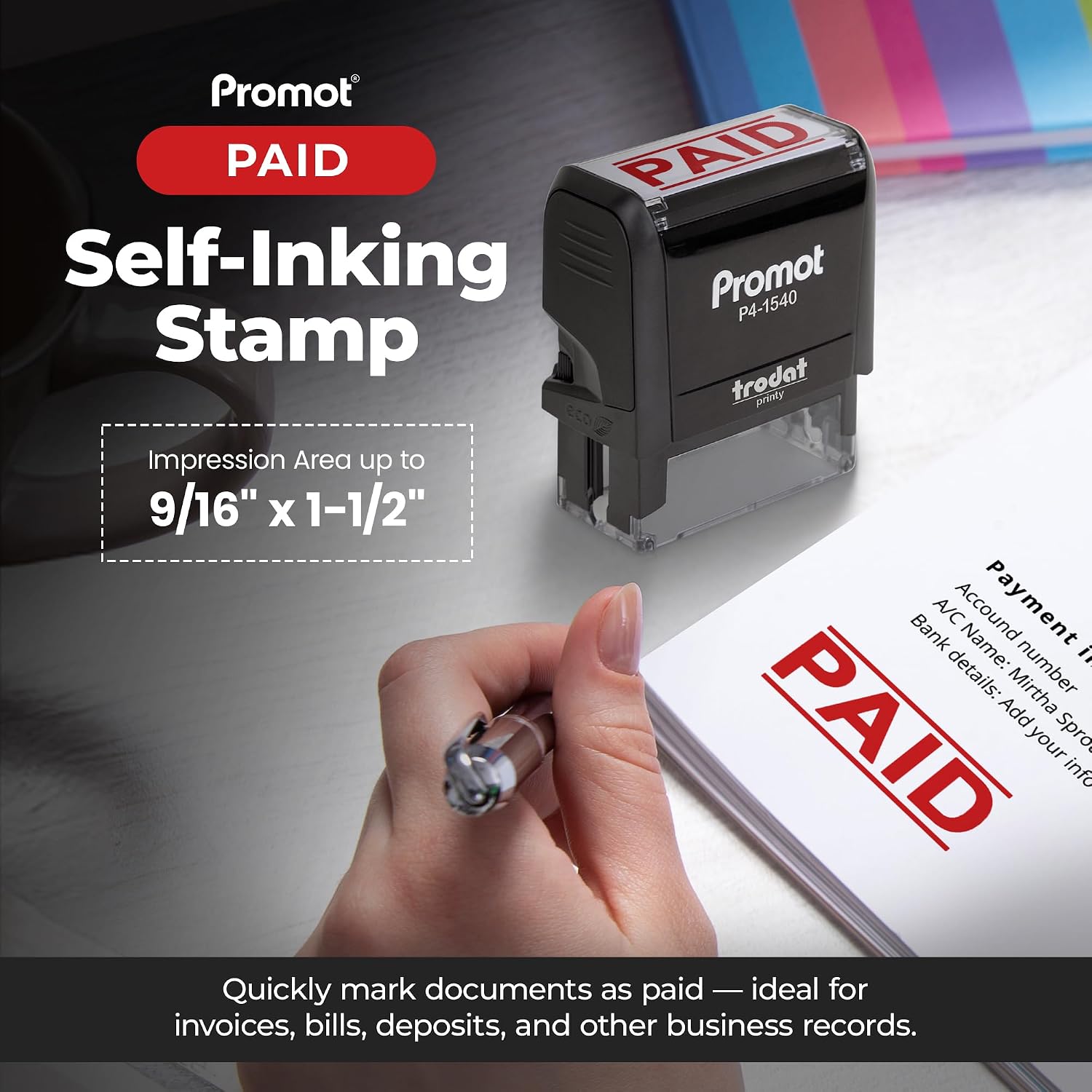 Self-Inking Paid Stamp Red Ref - огляд і ціна Self Inking Stamp